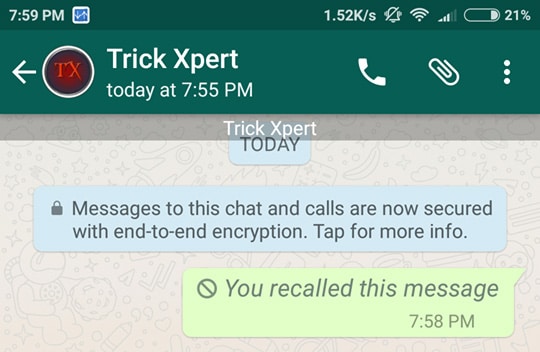 Recall Messages In WhatsApp