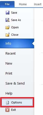 MS Word Options