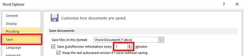 MS Word Save Options