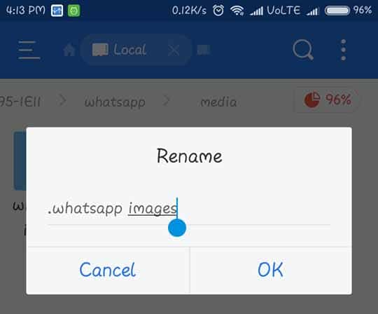 Hide WhatsApp Images By Renameing It