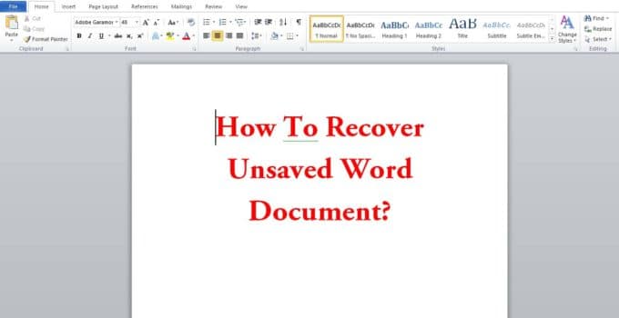 Recover Unsaved Word Document