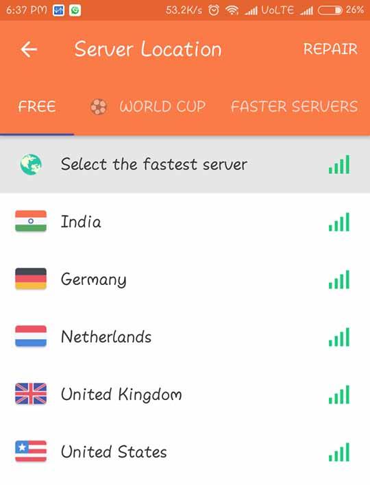 Change Play Store Country Using VPN