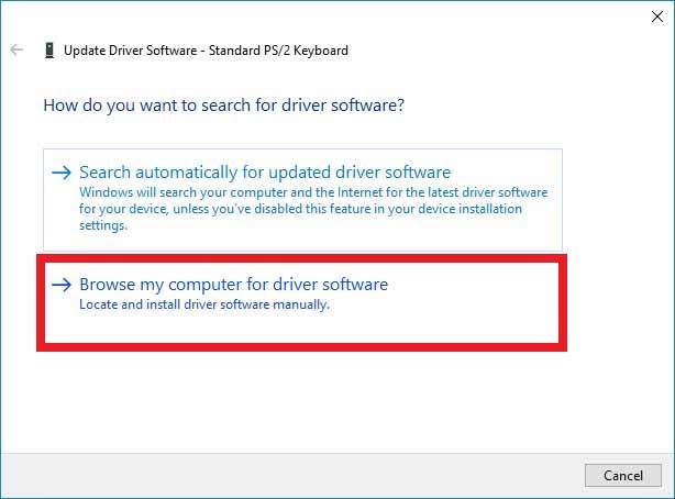 Browse my computer for driver software