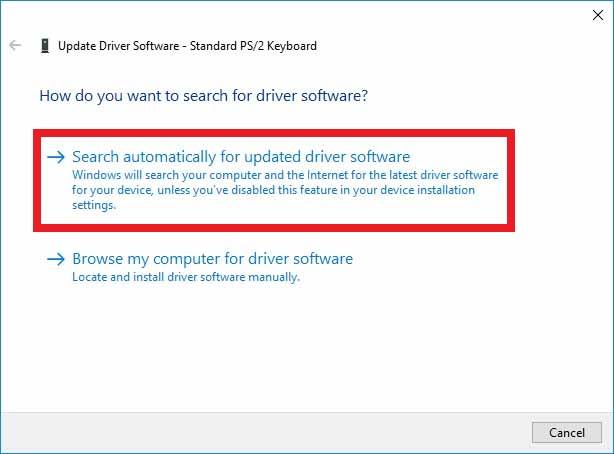 Search automatically for updated driver software