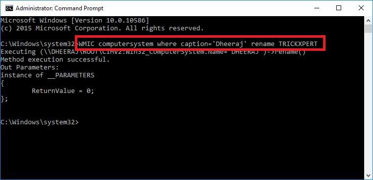 Change Computer Name Using CMD