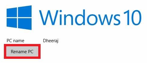 Rename Windows 10 PC