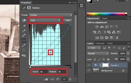 Cyan Curve Adjustment