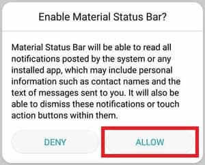 Enable Material Status Bar