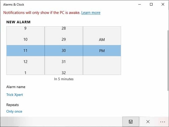 Set Alarm In Windows