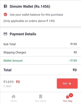 SimSim Wallet Use